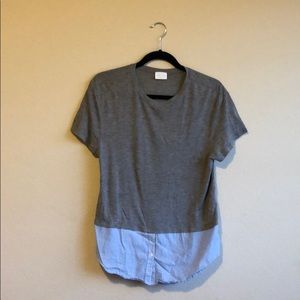 Grey T-shirt with built in button up